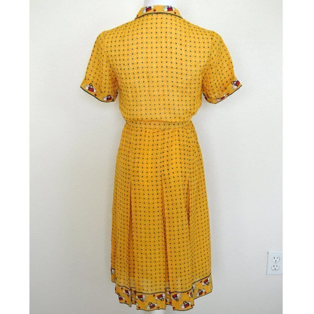 Vintage Tennis Printed Polka Dot Dress - Picture 4 of 7